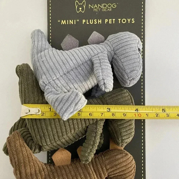 NANDOG PET GEAR Mini Plush Dinosaurs Set of Three Squeaky Stuffed Dog Pet Toy - Picture 9 of 9